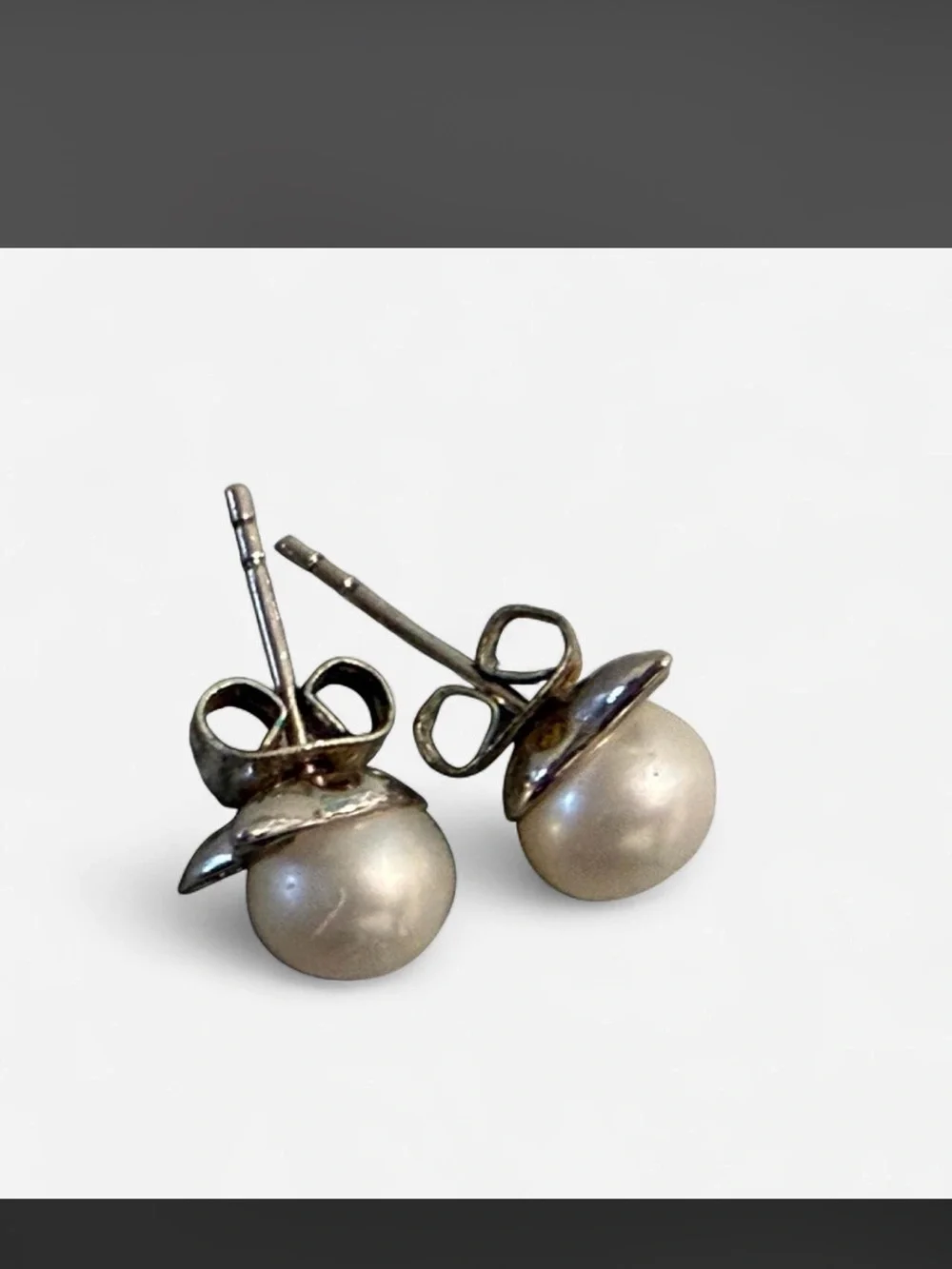 Vintage Sterling Silver Pearl Stud Earrings